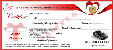 Pro Touch Mobile Detailing Gift Certificate